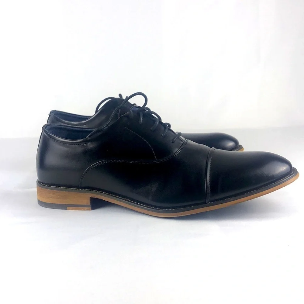Classic Black Cap-Toe Derby Shoes for Men